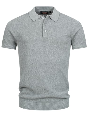 Indicode Herren INVorm Poloshirt Feinstrick mit Rippstricksaum | Herrenpoloshirt Baumwollshirt Polokragen Lt Grey Mix, M von Indicode