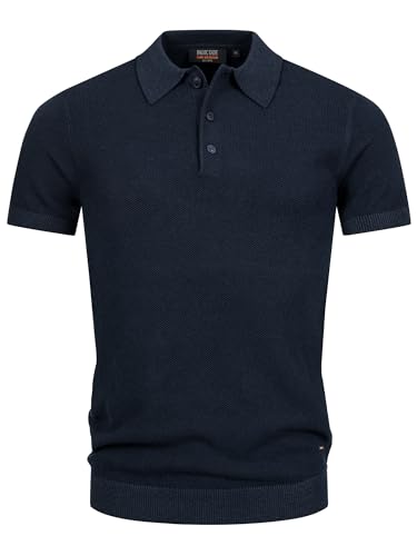 Indicode Herren INVorm Poloshirt Feinstrick mit Rippstricksaum | Herrenpoloshirt Baumwollshirt Polokragen Navy, S von Indicode