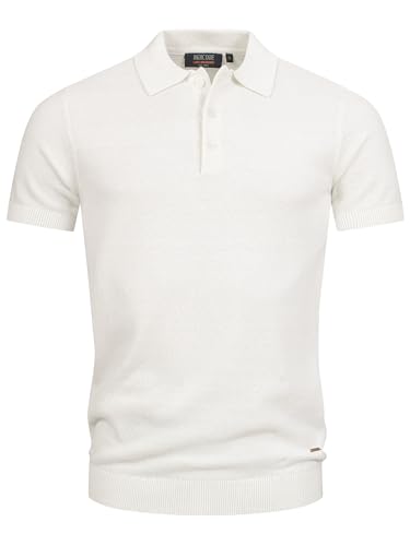 Indicode Herren INVorm Poloshirt Feinstrick mit Rippstricksaum | Herrenpoloshirt Baumwollshirt Polokragen Offwhite, XXL von Indicode
