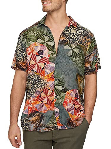 Indicode Herren INWalli Hawaii Retrohemd aus Viskose | Herrenhemd Kurzarm für Männer Army M von Indicode