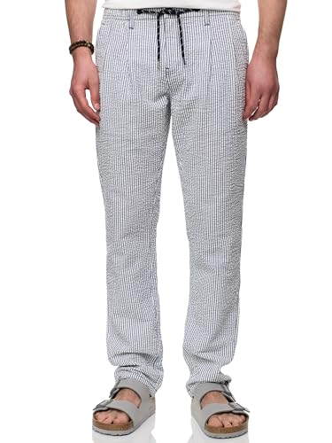 Indicode Herren INWebb Seersuckerhose aus Baumwolle | Herrenhose Freizeithose Männer Navy, XXL von Indicode