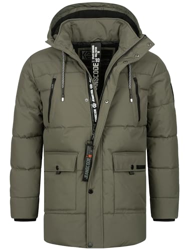 Indicode Herren INWess Steppjacke mit Kapuze | Herrenjacke Winterjacke Freizeitjacke Männer Army L von Indicode