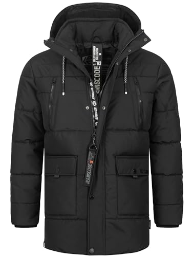 Indicode Herren INWess Steppjacke mit Kapuze | Herrenjacke Winterjacke Freizeitjacke Männer Black, M von Indicode