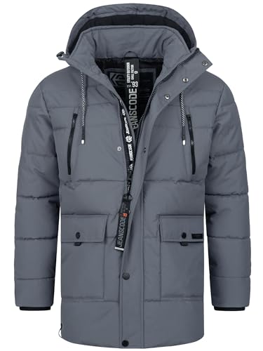 Indicode Herren INWess Steppjacke mit Kapuze | Herrenjacke Winterjacke Freizeitjacke Männer Charcoal Mix, XL von Indicode