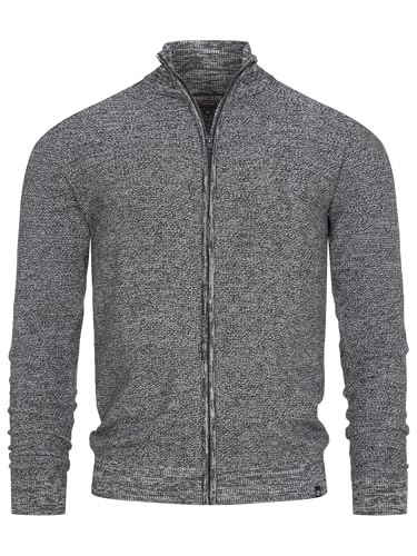 Indicode Herren INWestmoon Strickjacke mit Stehkragen | Fein-Strick Cardigan aus 100% Baumwolle Charcoal Mix XXL von Indicode