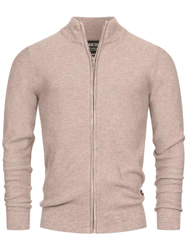 Indicode Herren INWestmoon Strickjacke mit Stehkragen | Fein-Strick Cardigan aus 100% Baumwolle Cornstalk XXL von Indicode