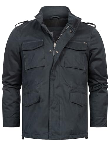 Indicode Herren INWilliax Übergangsjacke mit Stehkragen und verdecktem Reißverschluss | Herrenjacke Black, L von Indicode