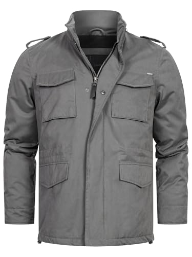 Indicode Herren INWilliax Übergangsjacke mit Stehkragen und verdecktem Reißverschluss | Herrenjacke Dk Grey, L von Indicode