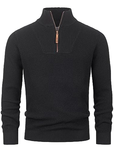 Indicode Herren INYassip Strickpullover mit Stehkragen | Pullover Herrenpulli mit Kragen und Reißverschluß Black XXL Indicode Herren INYassip Strickpullover mit Stehkragen | Pullover Herrenpulli mit Kragen und Reißverschluß Black XXL von Indicode