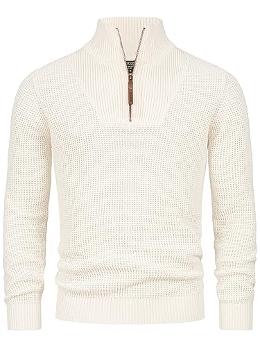 Indicode Herren INYassip Strickpullover mit Stehkragen | Pullover Herrenpulli mit Kragen und Reißverschluß White Asparagus XXL Indicode Herren INYassip Strickpullover mit Stehkragen | Pullover Herrenpulli mit Kragen und Reißverschluß White Asparagus XXL von Indicode