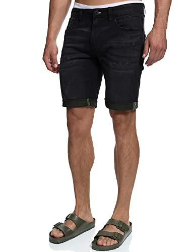 Indicode Herren INZalento Jeans Shorts mit 4 Taschen | Herrenshorts Used Look für Männer Black, XXL von Indicode