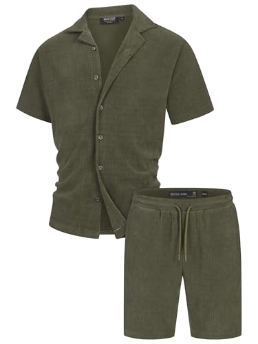 Indicode Herren INZandro Shorts & Shirt Set | Sweatshorts & T-Shirt Bundle aus Baumwollmischung Army, L von Indicode