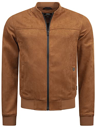 Indicode Herren Ibon Velours-Kunstleder Jacke | Herrenjacke Wildleder-Look für Männer Camel XXL von Indicode