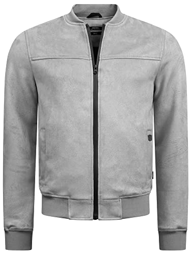 Indicode Herren Ibon Velours-Kunstleder Jacke | Herrenjacke Wildleder-Look für Männer Lt Grey XXL von Indicode