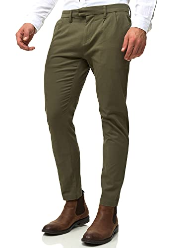 Indicode Herren Ignazo Stretch Chinohose aus Baumwolle | Herrenhose Chino Stoffhose Army, 32/32 von Indicode
