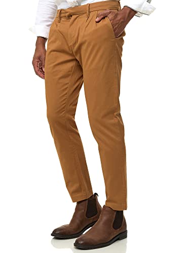 Indicode Herren Ignazo Stretch Chinohose aus Baumwolle | Herrenhose Chino Stoffhose Camel, 33/32 von Indicode
