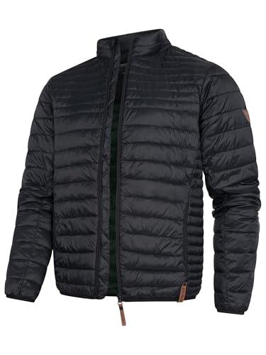 Indicode Herren Islington leichte Steppjacke in Daunenjacken-Optik | Übergangsjacke Regenjacke Black L von Indicode