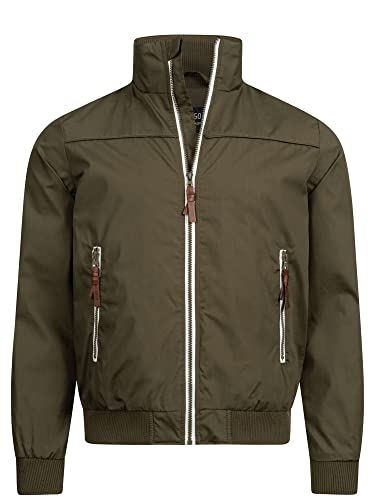 Indicode Herren Ivano Jacke mit Stehkragen und Reißverschluss | Übergangsjacke für Männer Army M von Indicode