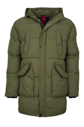 Indicode Herren Jacke Winterjacke lang Parka Winterparka Outdoor mit Kapuze viele Taschen, Army Gr.L von Indicode