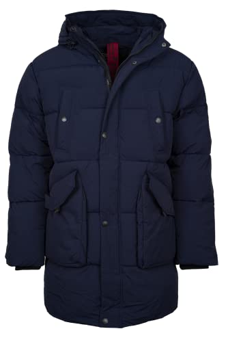 Indicode Herren Jacke Winterjacke lang Parka Winterparka Outdoor mit Kapuze viele Taschen, Navy Gr.S von Indicode