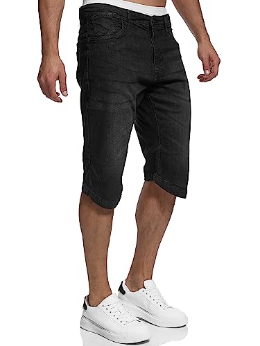 Indicode Herren Jaspar Jeans Shorts mit 5 Taschen | Herrenshorts Used Look für Männer Black, M von Indicode