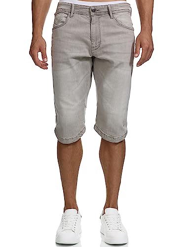 Indicode Herren Jaspar Jeans Shorts mit 5 Taschen | Herrenshorts Used Look für Männer Lt Grey 3XL von Indicode