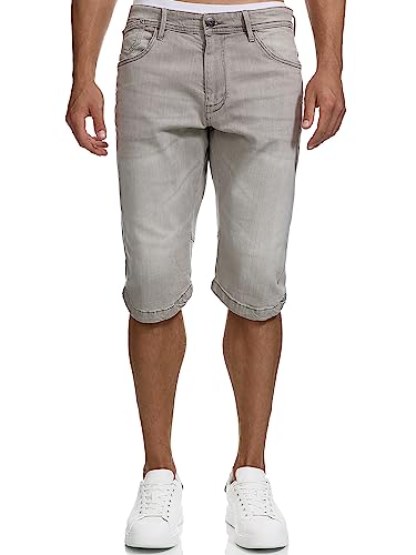 Indicode Herren Jaspar Jeans Shorts mit 5 Taschen | Herrenshorts Used Look für Männer Lt Grey, L von Indicode