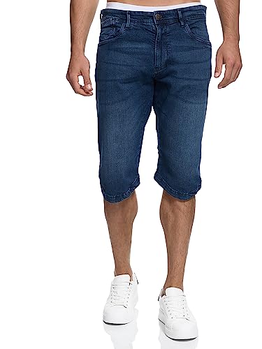 Indicode Herren Jaspar Jeans Shorts mit 5 Taschen | Herrenshorts Used Look für Männer Medium Indigo, XL von Indicode