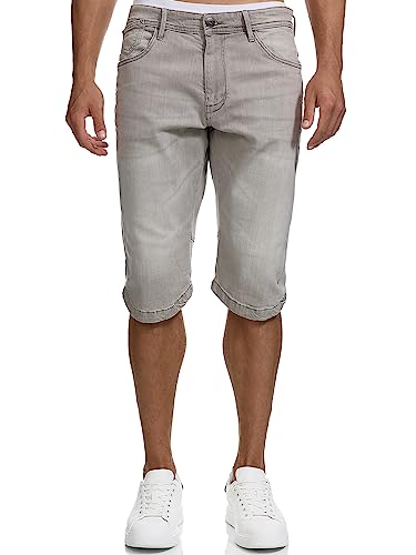 Indicode Herren Jaspar Jeans Shorts mit 5 Taschen | Herrenshorts Used Look für Männer Lt Grey L von Indicode