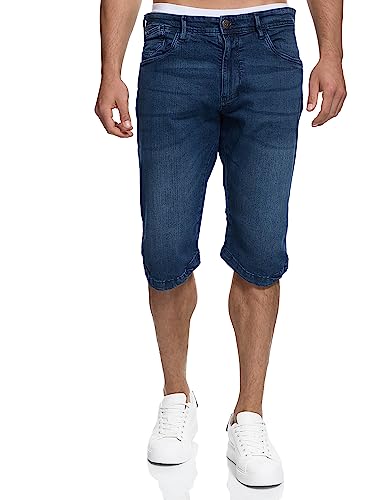 Indicode Herren Jaspar Jeans Shorts mit 5 Taschen | Herrenshorts Used Look für Männer Medium Indigo L von Indicode