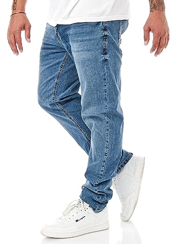 Indicode Herren Jeans Hose mit 5-Pockets Washed Look Cobain 33 inch medium Dark Cloud blau von Indicode