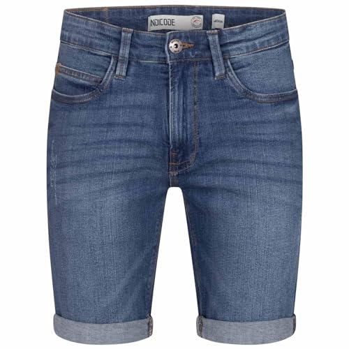 Indicode Herren Jeans Shorts Kurze Hose Sommer Jeansshorts NEU B797 [B797-Inkad-Mid-Indigo-Gr.L] von Indicode