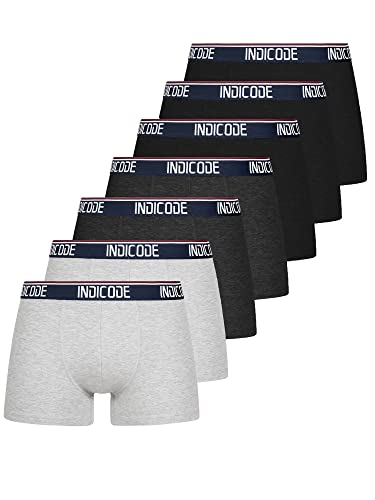Indicode Herren Johnny 7er Pack Boxershorts | Unterwäsche Boxer Shorts Unterhosen Raven/Black/Grey S von Indicode