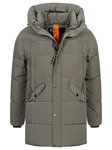 Indicode Herren Kasper Herrenparka mit Kapuze in Daunenjacken-Optik | Wintermantel für Männer Army, XXL von Indicode