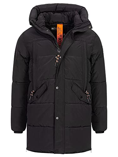 Indicode Herren Kasper Herrenparka mit Kapuze in Daunenjacken-Optik | Wintermantel für Männer Black L von Indicode