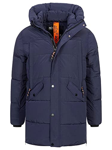 Indicode Herren Kasper Herrenparka mit Kapuze in Daunenjacken-Optik | Wintermantel für Männer Navy, XL von Indicode