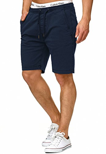 Indicode Herren Kelowna Chino Shorts mit 4 Taschen aus 98% Baumwolle | Bermuda Sommershorts für Männer Navy, L von Indicode
