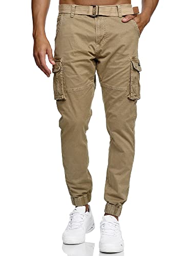 Indicode Herren Kerr Cargohose aus 98% Baumwolle inkl. Gürtel | Cargo Hose für Männer Cornstalk XL von Indicode