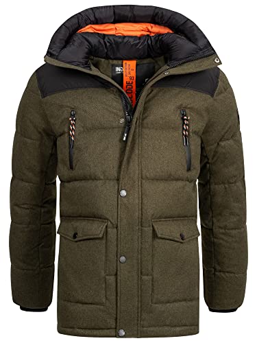Indicode Herren Krem Winterjacke mit Kapuze | Herrenjacke Jacke Steppjacke Männer Army, L von Indicode