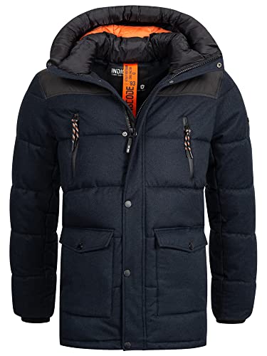 Indicode Herren Krem Winterjacke mit Kapuze | Herrenjacke Jacke Steppjacke Männer Navy, XL von Indicode