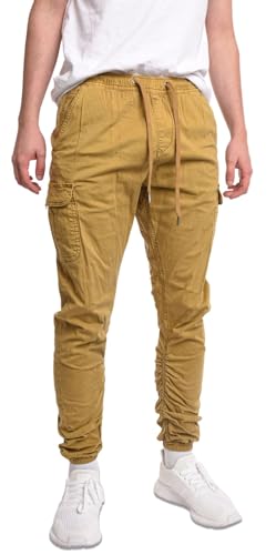 Indicode Herren Lakeland Cargohose inkl. Key Chain Regular Fit Cargo Slim Leg Chino Hose Baumwollhose Chinohose Stoffhose (Amber, M) von Indicode