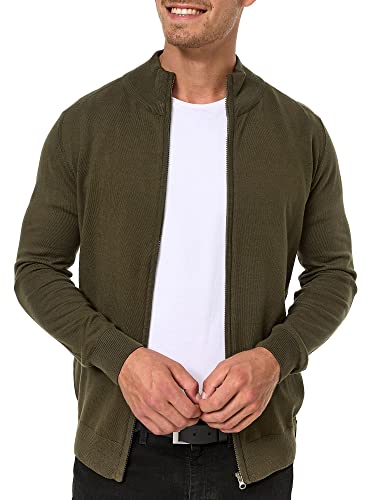 Indicode Herren Lau Strickjacke mit Stehkragen aus 80% Baumwolle | Cardigan für Männer Army M von Indicode