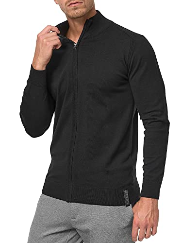 Indicode Herren Lau Strickjacke mit Stehkragen aus 80% Baumwolle | Cardigan für Männer Black, L von Indicode