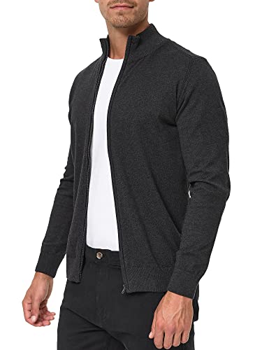 Indicode Herren Lau Strickjacke mit Stehkragen aus 80% Baumwolle | Cardigan für Männer Charcoal Mix XXL von Indicode