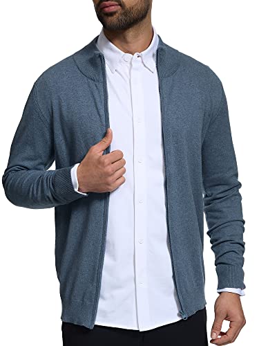 Indicode Herren Lau Strickjacke mit Stehkragen aus 80% Baumwolle | Cardigan für Männer China Blue Mix L von Indicode