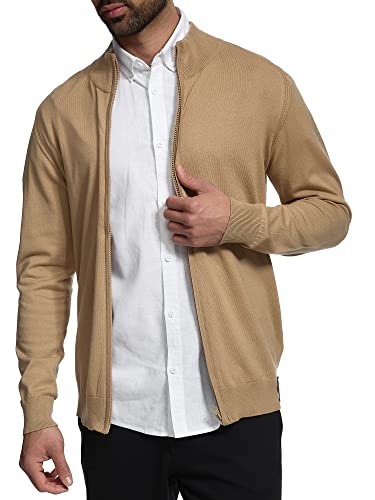 Indicode Herren Lau Strickjacke mit Stehkragen aus 80% Baumwolle | Cardigan für Männer Cornstalk, XXL von Indicode