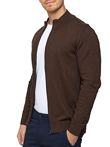 Indicode Herren Lau Strickjacke mit Stehkragen aus 80% Baumwolle | Cardigan für Männer Dk Brown Mix M von Indicode