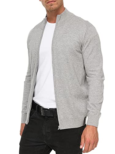 Indicode Herren Lau Strickjacke mit Stehkragen aus 80% Baumwolle | Cardigan für Männer Lt Grey Mix XXL von Indicode