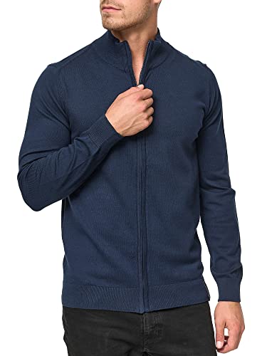 Indicode Herren Lau Strickjacke mit Stehkragen aus 80% Baumwolle | Cardigan für Männer Navy, XXL von Indicode
