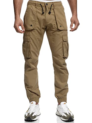 Indicode Herren Leonard Cargohose aus Baumwoll-Mix mit 5 Taschen | Cargo Hose f. Männer Amber XL von Indicode